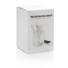 Vue Porte-crayon chargeur USB de couleur blanc| Krokrodeal