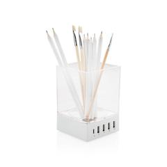 Vue Porte-crayon chargeur USB de couleur blanc| Krokrodeal