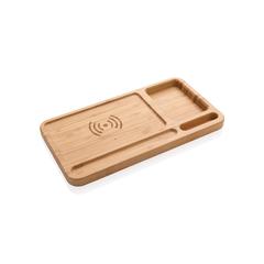 Vue Organiseur de bureau avec induction 5W de couleur marron| Krokrodeal