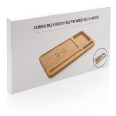 Vue Organiseur de bureau avec induction 5W de couleur marron| Krokrodeal