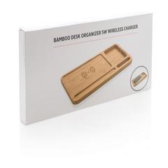 Vue Organiseur de bureau avec induction 5W de couleur marron| Krokrodeal