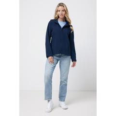 Vue Veste femme soft shell en polyester recyclé Iqoniq Makalu de couleur bleu| Krokrodeal