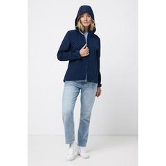 Vue Veste femme soft shell en polyester recyclé Iqoniq Makalu de couleur bleu| Krokrodeal