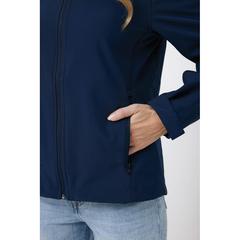 Vue Veste femme soft shell en polyester recyclé Iqoniq Makalu de couleur bleu| Krokrodeal