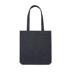 Vue Sac tote en denim recyclé Impact AWARE™ de couleur bleu| Krokrodeal