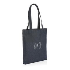 Vue Sac tote en denim recyclé Impact AWARE™ de couleur bleu| Krokrodeal