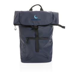 Vue Sac à dos ordinateur 15,6" en rPET déperlant Impact AWARE™ de couleur bleu| Krokrodeal