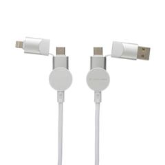 Vue Câble Oakland 6-in-1 à charge 45W en plastique recyclé RCS de couleur blanc| Krokrodeal