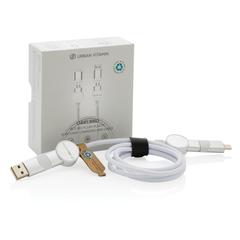Vue Câble Oakland 6-in-1 à charge 45W en plastique recyclé RCS de couleur blanc| Krokrodeal