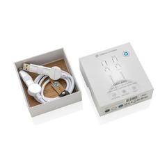 Vue Câble Oakland 6-in-1 à charge 45W en plastique recyclé RCS de couleur blanc| Krokrodeal