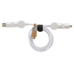 Vue Câble Oakland 6-in-1 à charge 45W en plastique recyclé RCS de couleur blanc| Krokrodeal