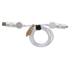 Vue Câble Oakland 6-in-1 à charge 45W en plastique recyclé RCS de couleur blanc| Krokrodeal