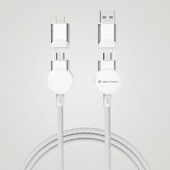 Vue Câble Oakland 6-in-1 à charge 45W en plastique recyclé RCS de couleur blanc| Krokrodeal
