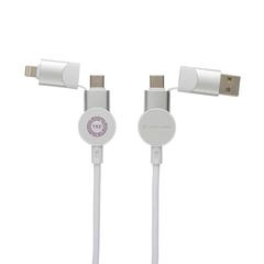Vue Câble Oakland 6-in-1 à charge 45W en plastique recyclé RCS de couleur blanc| Krokrodeal