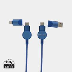 Vue Câble Oakland 6-in-1 à charge 45W en plastique recyclé RCS de couleur bleu| Krokrodeal