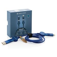 Vue Câble Oakland 6-in-1 à charge 45W en plastique recyclé RCS de couleur bleu| Krokrodeal