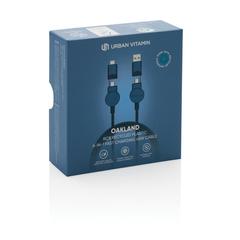 Vue Câble Oakland 6-in-1 à charge 45W en plastique recyclé RCS de couleur bleu| Krokrodeal