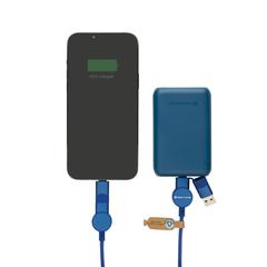 Vue Câble Oakland 6-in-1 à charge 45W en plastique recyclé RCS de couleur bleu| Krokrodeal