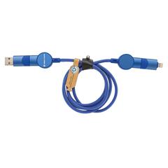 Vue Câble Oakland 6-in-1 à charge 45W en plastique recyclé RCS de couleur bleu| Krokrodeal