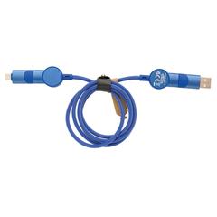 Vue Câble Oakland 6-in-1 à charge 45W en plastique recyclé RCS de couleur bleu| Krokrodeal