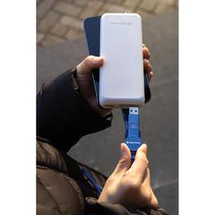 Vue Câble Oakland 6-in-1 à charge 45W en plastique recyclé RCS de couleur bleu| Krokrodeal