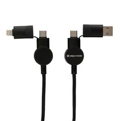 Vue Câble Oakland 6-in-1 à charge 45W en plastique recyclé RCS de couleur noir| Krokrodeal