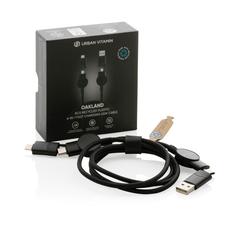 Vue Câble Oakland 6-in-1 à charge 45W en plastique recyclé RCS de couleur noir| Krokrodeal