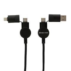 Vue Câble Oakland 6-in-1 à charge 45W en plastique recyclé RCS de couleur noir| Krokrodeal