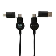 Vue Câble Oakland 6-in-1 à charge 45W en plastique recyclé RCS de couleur noir| Krokrodeal