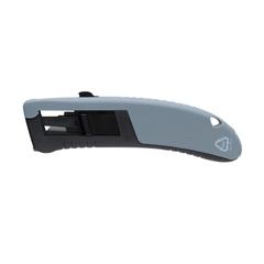 Vue Couteau à rétraction automatique en plastique recyclé RCS de couleur gris| Krokrodeal