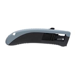Vue Couteau à rétraction automatique en plastique recyclé RCS de couleur gris| Krokrodeal