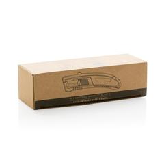 Vue Couteau à rétraction automatique en plastique recyclé RCS de couleur gris| Krokrodeal