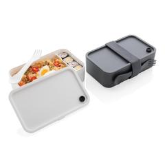 Vue Boîte à Lunch en PP avec cuichette de couleur gris| Krokrodeal