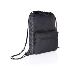 Vue Sac à dos à cordon réfléchissant en RPET de couleur noir| Krokrodeal
