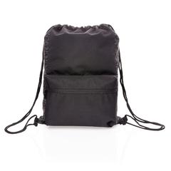 Vue Sac à dos à cordon réfléchissant en RPET de couleur noir| Krokrodeal