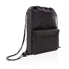 Vue Sac à dos à cordon réfléchissant en RPET de couleur noir| Krokrodeal
