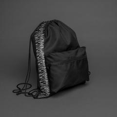 Vue Sac à dos à cordon réfléchissant en RPET de couleur noir| Krokrodeal