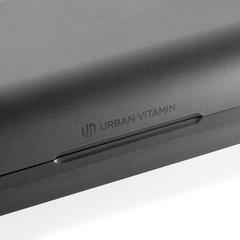 Vue Écouteurs en plastique recyclé RCS Urban Vitamin Pacifica de couleur gris| Krokrodeal