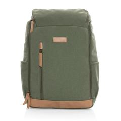 Vue Sac à dos ordinateur Impact AWARE™ en toile 16oz recyclé de couleur vert| Krokrodeal