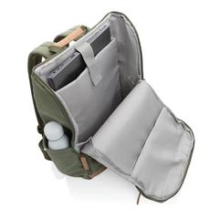 Vue Sac à dos ordinateur Impact AWARE™ en toile 16oz recyclé de couleur vert| Krokrodeal