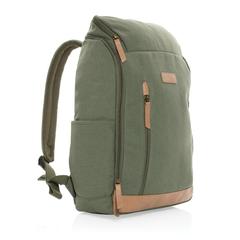 Vue Sac à dos ordinateur Impact AWARE™ en toile 16oz recyclé de couleur vert| Krokrodeal