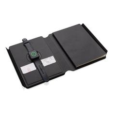 Vue Carnet de notes avec chargeur en PU recyclé RCS Swiss Peak de couleur noir| Krokrodeal