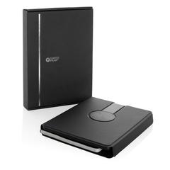 Vue Carnet de notes avec chargeur en PU recyclé RCS Swiss Peak de couleur noir| Krokrodeal