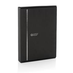 Vue Carnet de notes avec chargeur en PU recyclé RCS Swiss Peak de couleur noir| Krokrodeal