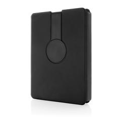 Vue Carnet de notes avec chargeur en PU recyclé RCS Swiss Peak de couleur noir| Krokrodeal