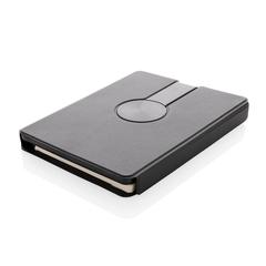 Vue Carnet de notes avec chargeur en PU recyclé RCS Swiss Peak de couleur noir| Krokrodeal