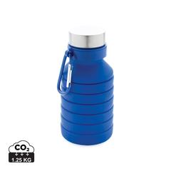 Vue Bouteille en silicone pliable étanche avec couvercle de couleur bleu| Krokrodeal