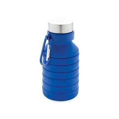 Vue Bouteille en silicone pliable étanche avec couvercle de couleur bleu| Krokrodeal