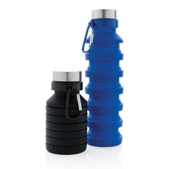 Vue Bouteille en silicone pliable étanche avec couvercle de couleur bleu| Krokrodeal