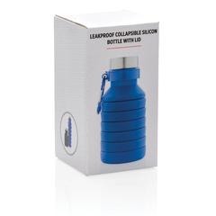 Vue Bouteille en silicone pliable étanche avec couvercle de couleur bleu| Krokrodeal